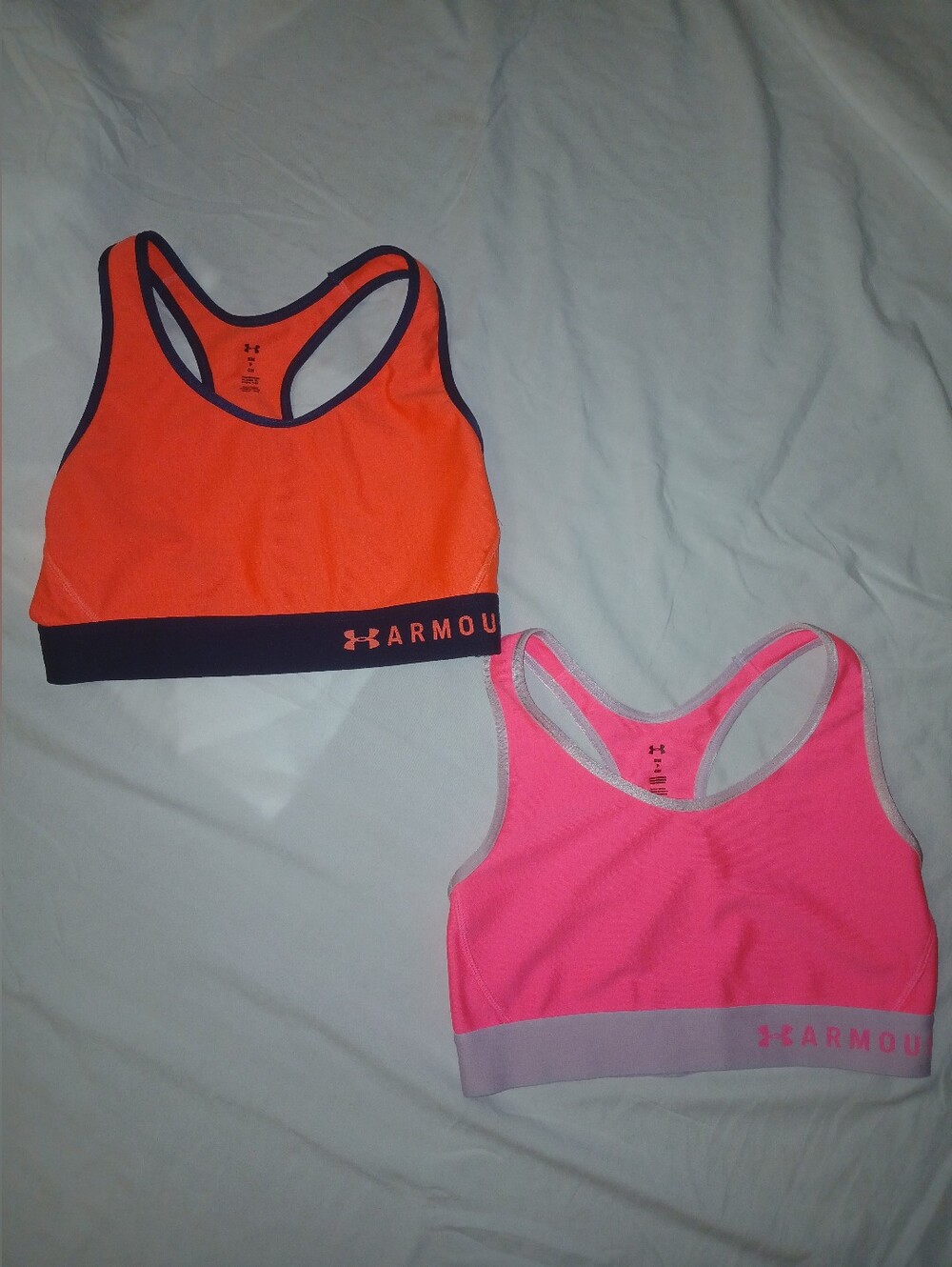 Under Armour Orange and Pink Racerback Sports Bras